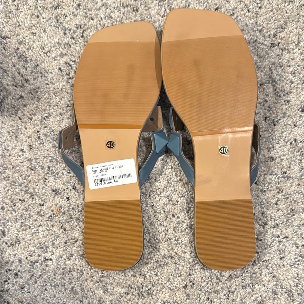 Teal Pyramid-Stud Slide Sandals - Teal - Picture 2 of 3